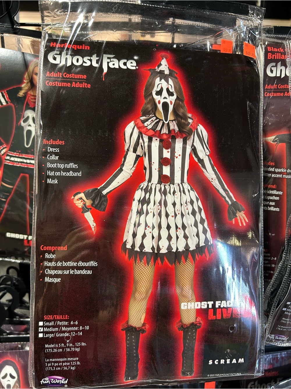 Ghost Face Harlequin Dress Costume - Black & White